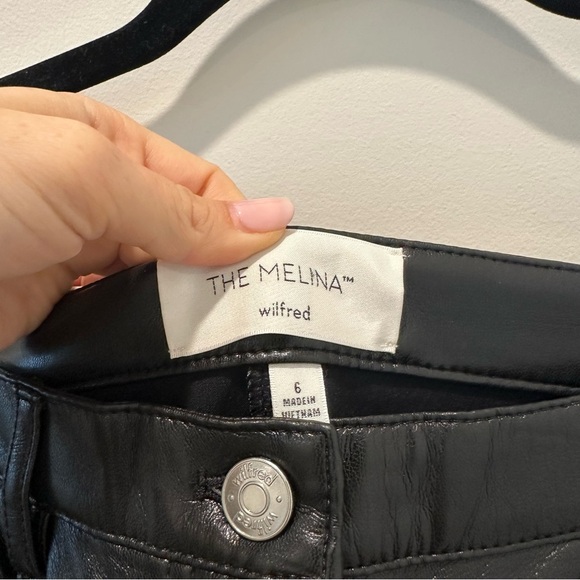 Aritzia Wilfred Melina Vegan Leather Pants Wide Leg Pants High Rise Black Jeans - Picture 9 of 15